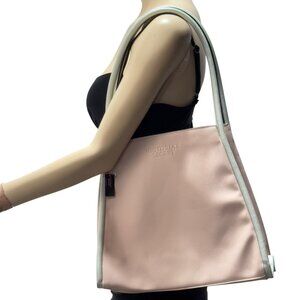 Victoria's Secret Women's Pink/Mint Green Faux Leather Tote Bag Long Handles